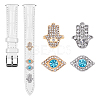 DICOSMETIC 4Pcs 4 Style Alloy Hamsa Hand & Evil Eyes Watch Band Studs FIND-DC0004-73-1