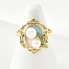 Brass Enamel Cuff Rings RJEW-K291-04G-03-2
