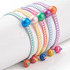 5Pcs 5Pcs Natural Wood Round Braided Bead Bracelets Set BJEW-JB08807-5