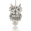 Antique Silver Tone Alloy Acrylic Rhinestone Bird Pendants RB-J254-01AS-2