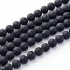 Natural Grade A Dyed & Heated Black Agate Beads Strands X-G447-3-1