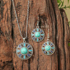 Bohemian Ethnic Style Zinc Alloy & Synthetic Turquoise Pendant Necklaces & Dangle Earrings Sets WG7E01E-03-1