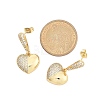 Brass Micro Pave Clear Cubic Zirconia Dangle Stud Earrings for Women LS-EJEW-F352-05G-01-3