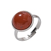 Half Round Natural Red Jasper Finger Rings X-RJEW-M062-01P-19-2