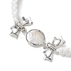 Flat Round Natural Pearl & Polyester Cord Braided Bracelets BJEW-JB10422-3