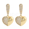 Brass Micro Pave Clear Cubic Zirconia Dangle Stud Earrings for Women EJEW-F352-05G-01-2