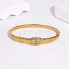 304 Stainless Steel Rhinestone Hinged Bangles for Women FS-WGE0196-02-2