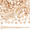 180Pcs 18 Styles Natural Wooden Beads WOOD-PH0002-38-1