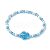 Sea Turtle Porcelain Bead Stretch Bracelets BJEW-JB09997-3