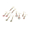 Christmas Theme Alloy Enamel Dangle Earrings EJEW-JE04511-1