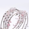 Five Loops Wrap Rose Quartz Beads Bracelets X-BJEW-JB02589-01-2