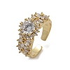 Brass Micro Pave Cubic Zirconia Adjustable Cuff Rings for Women RJEW-C129-04G-4
