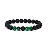 8MM Round Dyed Natural Tiger Eye and Lava Rock Yoga Beaded Stretch Bracelets ZG6546-6-1