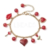 Valentine's Day Alloy Enamel & Resin Charm Bracelet BJEW-JB09565-01-1