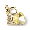 Real 18K Gold Plated Rack Plating Brass Micro Pave Clear Cubic Zirconia Pendants KK-C015-17G-08-1