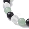 Natural Green Aventurine & Selenite & Eyeless Obsidian Round Beaded Stretch Bracelets BJEW-JB10114-01-3
