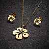 Stainless Steel Flower Stud Earrings & Pendant Necklaces Sets for Women PW-WG215D6-01-1