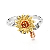Sunflower and Dragonfly Rotatable Open Ring for Women RJEW-M139-16P-2