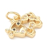 Brass Clear Cubic Zirconia Charms ZIRC-B010-22G-3