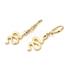 Rack Plating Brass Snake Dangle Leverback Earrings with Cubic Zirconia EJEW-D061-02G-2