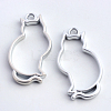 Rack Plating Alloy Kitten Open Back Bezel Pendants X-PALLOY-S047-02B-FF-1