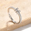 S925 Sterling Silver Adjustable Letter Rings for Women RJEW-M068-01P-M-1
