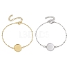 2Pcs 2 Colors 304 Stainless Steel Round Cabochon Setting Bracelets BJEW-JB11090-1