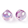 UV Plating Rainbow Iridescent Acrylic Beads X-OACR-G012-04E-3