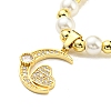 Cubic Zirconia and Rhinestone Moon Pendant Necklace NJEW-B094-02G-1