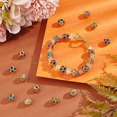 40Pcs 10 Colors Brass Rhinestone Beads KK-PH0006-03-1