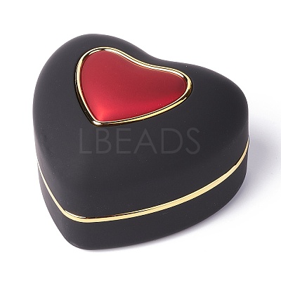 Heart Plastic Jewelry Ring Boxes OBOX-F005-04B-1