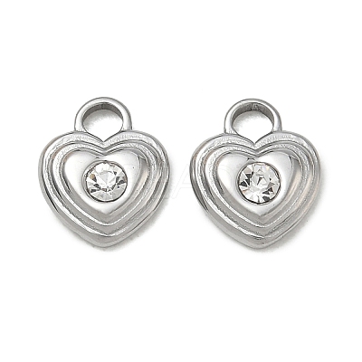 304 Stainless Steel Micro Pave Clear Cubic Zirconia Charms SA-CBA1CA2-08P-1