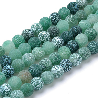 Natural & Dyed Crackle Agate Bead Strands G-T056-8mm-06-1
