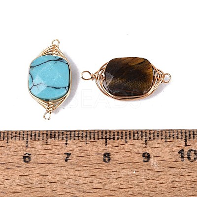 Natural & Synthetic Mixed Gemstone Connector Charms G-Q606-27KCG-1