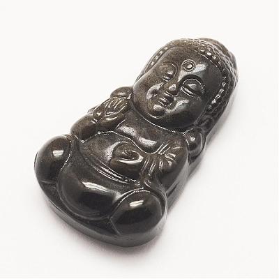 Natural Golden Sheen Obsidian Pendants G-G660-14-1