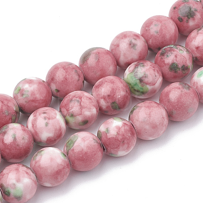 Dyed Natural Ocean White Jade Round Bead Strands G-R295-6mm-12-1