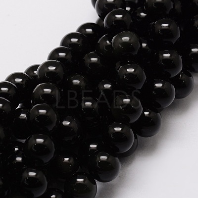 Natural Obsidian Round Beads Strands G-E329-10mm-37-1