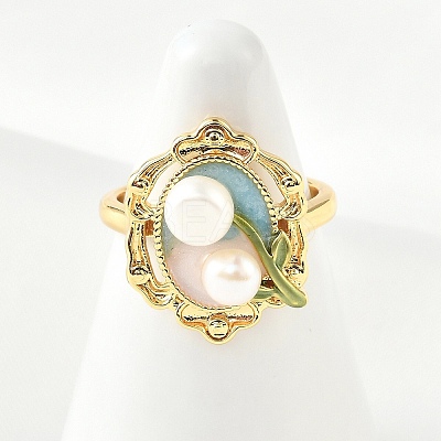 Brass Enamel Cuff Rings RJEW-K291-04G-03-1