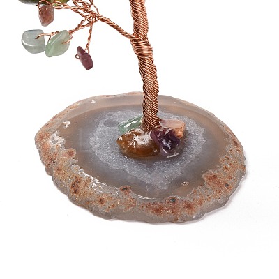 Natural Multicolor Tourmaline Chips & Agate Pedestal Display Decorations DJEW-A001-04F-1