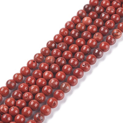 Natural Red Jasper Beads Strands G-E375-6mm-03-1