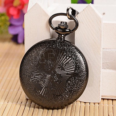 Openable Flat Round Alloy Pendant Pocket Watch WACH-L024-16-1