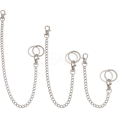 3 Sets 3 Styles Aluminium Twisted Chains for Jeans Pants HJEW-SP0001-53-1
