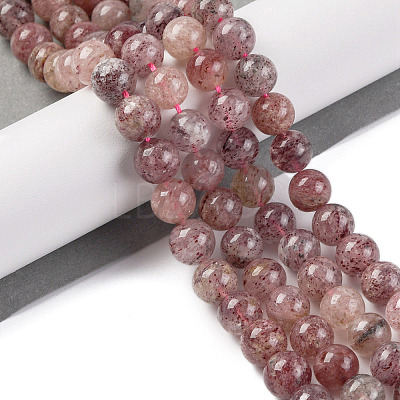 Natural Strawberry Quartz Beads Strands G-J373-16-6mm-1