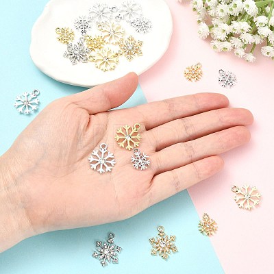 20Pcs 10 Styles Alloy Pave Clear Cubic Zirconia Pendants FIND-FS0005-18-1