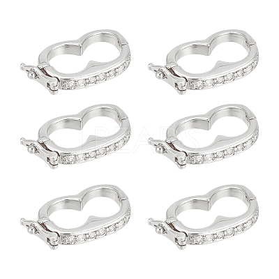 6Pcs Rack Plating Brass Micro Pave Cubic Zirconia Twister Clasps ZIRC-UN0001-08P-1