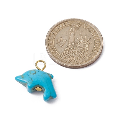 Synthetic Turquoise Pendants PALLOY-JF02371-02-1