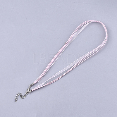 Waxed Cord and Organza Ribbon Necklace Making NCOR-T002-134-1