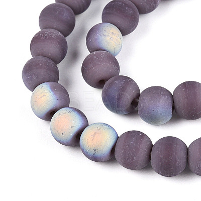 Frosted Opaque Glass Beads Strands GLAA-T032-P6mm-MBB15-1
