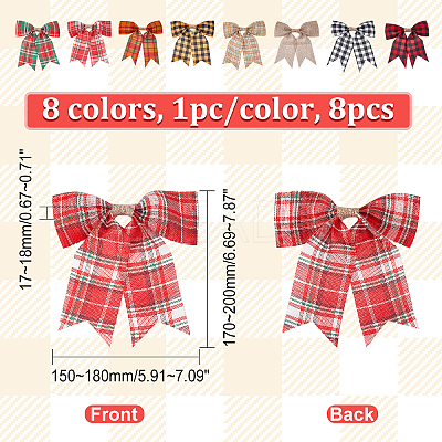 8Pcs 8 Colors Christmas Theme Imitation Linen Bowknot Ornament Accessories DIY-CA0004-34-1