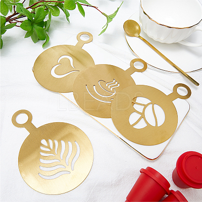 430 Stainless Steel Coffee Latte Art Molds AJEW-WH0038-40G-1